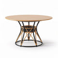 Table ronde en bois et métal avec rangement en osier 100 x 100 x 75cm