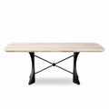 Table à manger en marbre beige et métal noir 200 x 100 x 75 cm