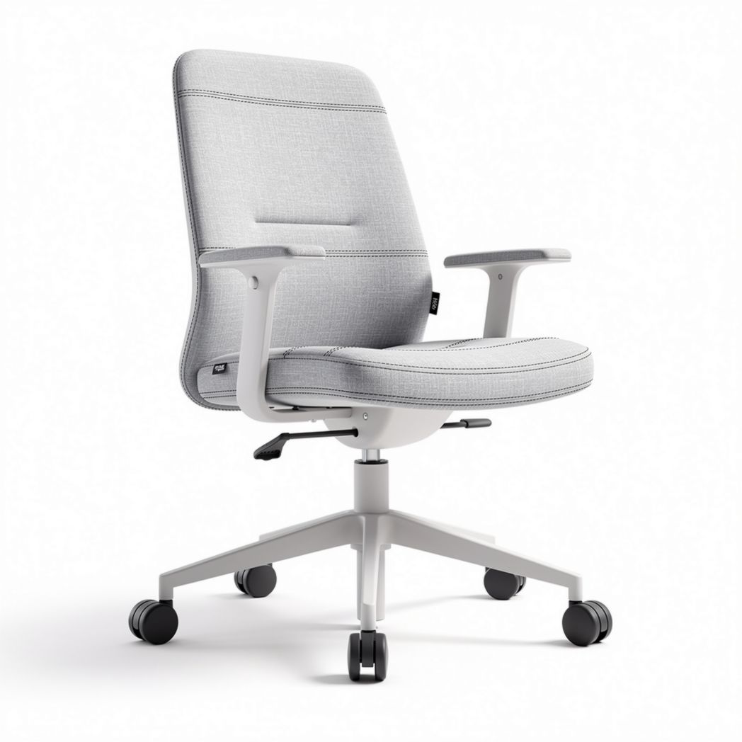 Chaise de bureau en tissu gris avec accoudoirs réglables 55 x 65 x 95cm