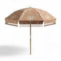 Parasol en polyester imprimé fleurs avec franges en bois 220 x 220 x 240cm