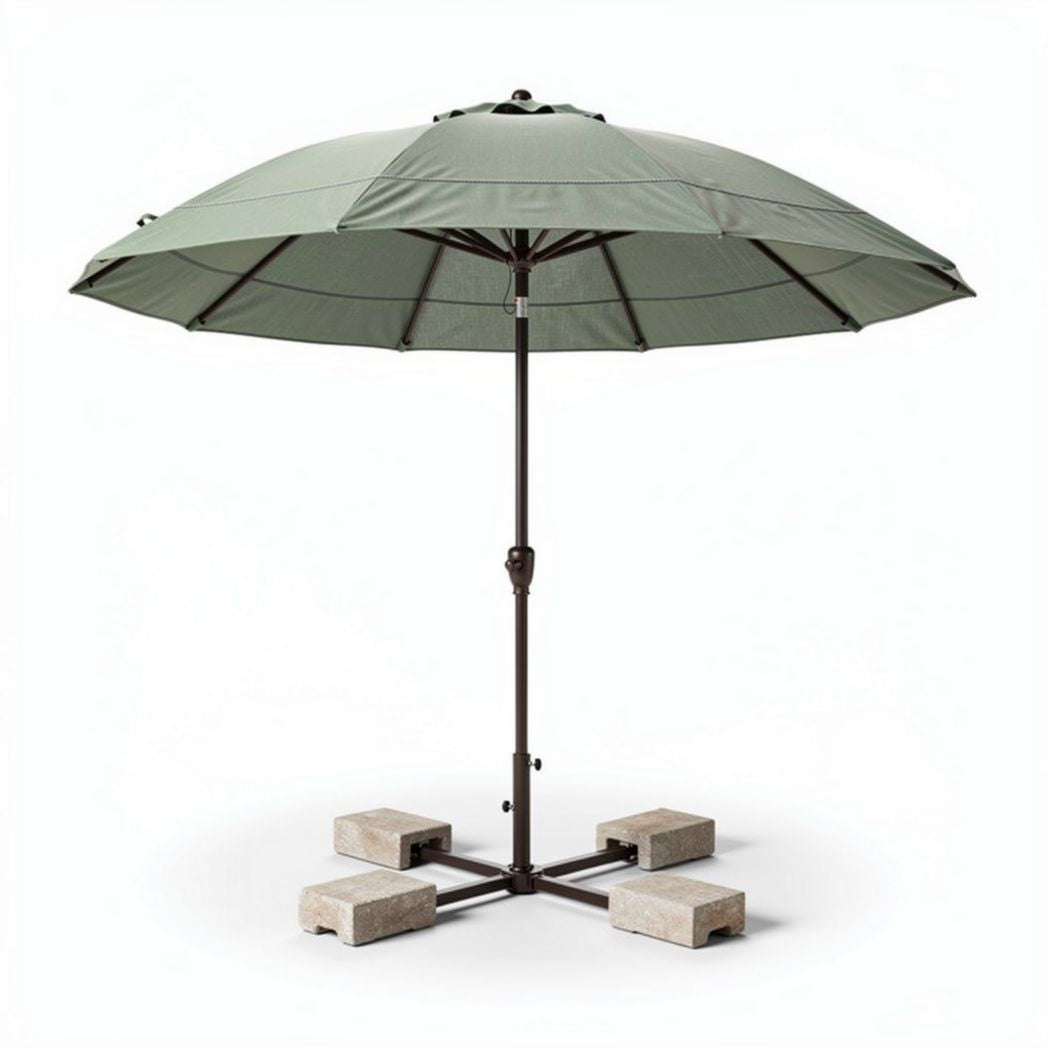 Parasol en toile beige avec structure en métal et socle en béton 200 x 200 x 250cm