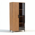 Armoire en bois avec portes en verre 80 x 40 x 180 cm meubles de rangement