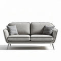 Canapé en tissu gris avec coussins décoratifs 180 x 85 x 75cm