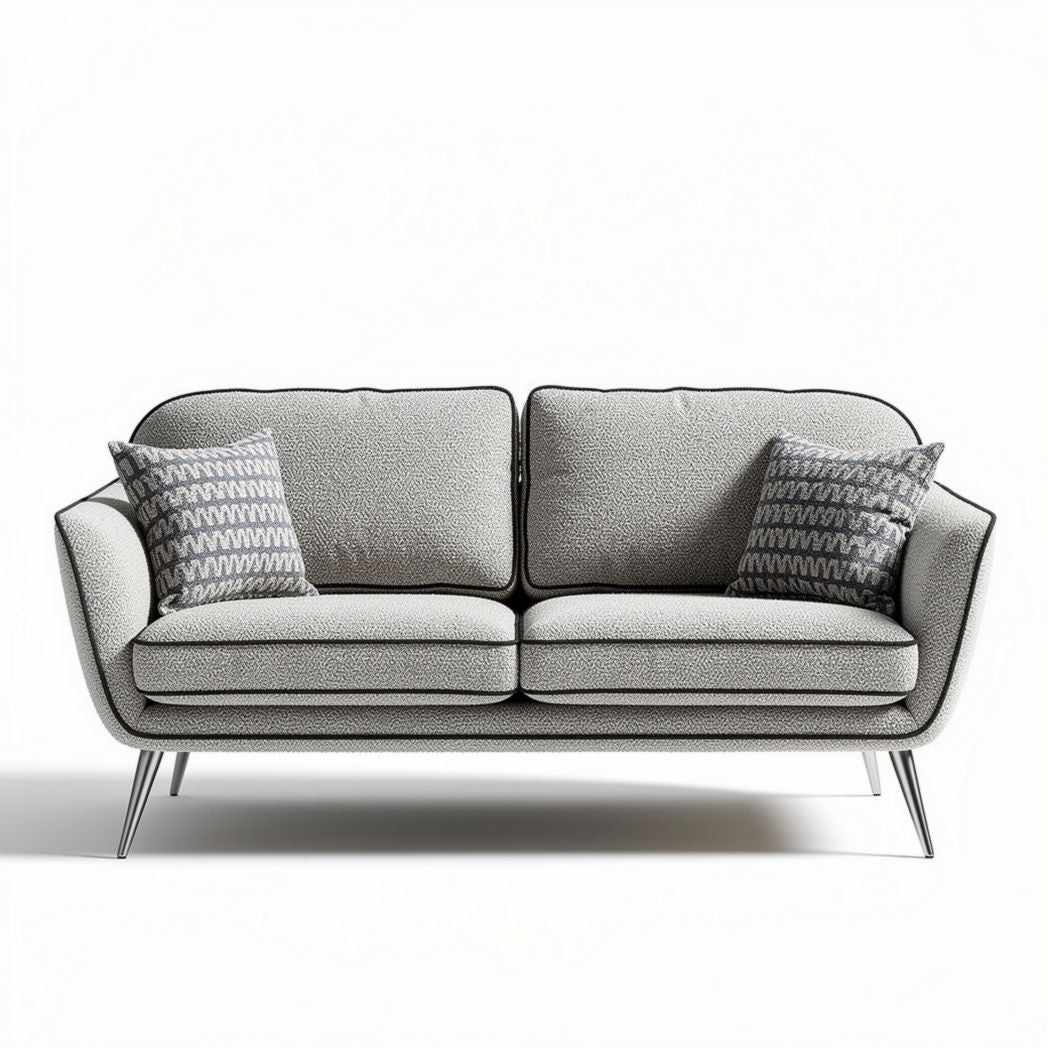 Canapé en tissu gris avec coussins décoratifs 180 x 85 x 75cm