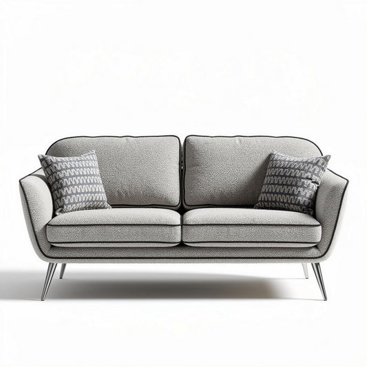 Canapé en tissu gris avec coussins décoratifs 180 x 85 x 75cm