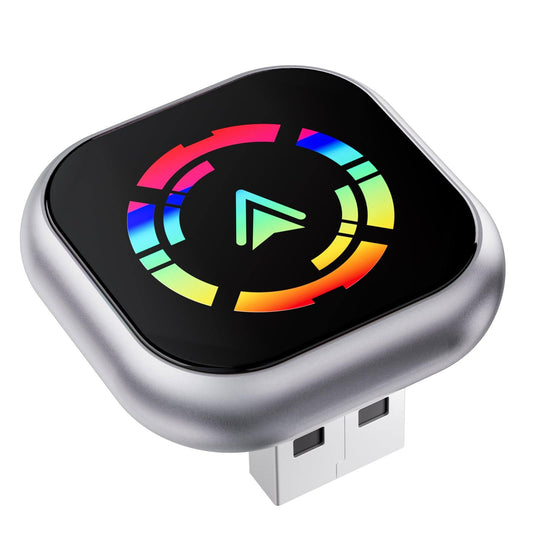 Adaptateur CarPlay  Android Auto sans Fil 2 en 1, 2025 Mini Nouveau CarPlay sans Fil, Plug  Play avec USB-C, Reconnexion Automatique, Bluetooth 5.3(Noir/Argent)